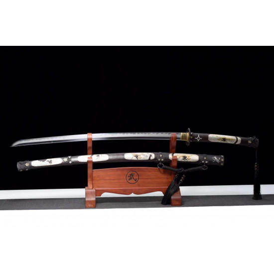 Longquan hand forged samurai sword / steelmaking fire blade /works of art /sharp/卫府将军太刀 BT 05