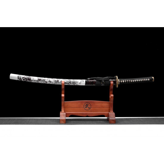 LONGQUAN HAND FORGED JAPANESE KATANA SWORD / T10 STEEL BURNING BLADE/sharp/ 赤发鬼/ BT 06