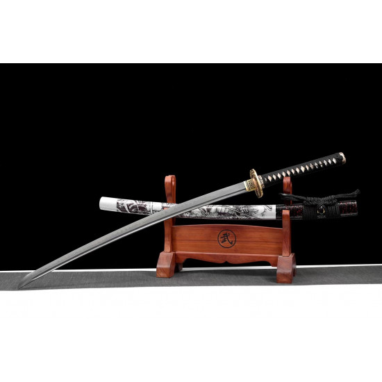 LONGQUAN HAND FORGED JAPANESE KATANA SWORD / T10 STEEL BURNING BLADE/sharp/ 赤发鬼/ BT 06