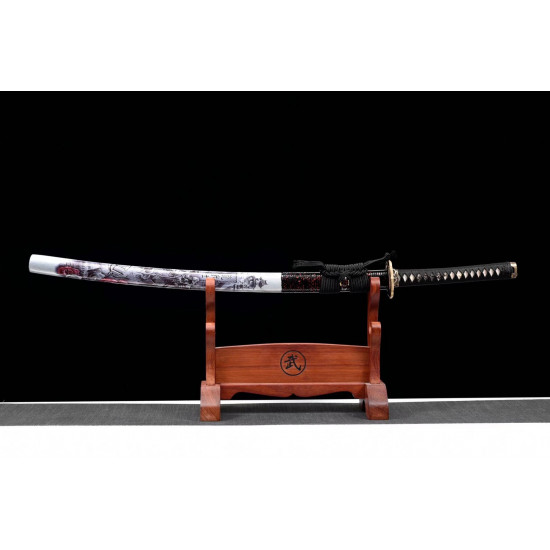 LONGQUAN HAND FORGED JAPANESE KATANA SWORD / T10 STEEL BURNING BLADE /  works of art / 八面灵龙/ BT 08